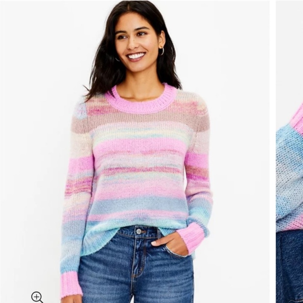 LOFT Rainbow Spacedye Sweater $79.50 NWT XS